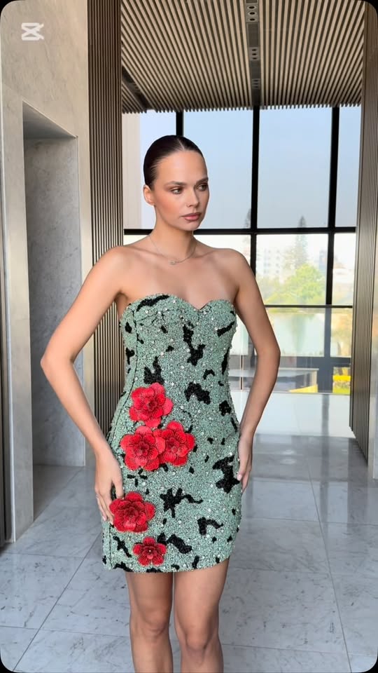 Floral embellished Lida Couture prom dress
